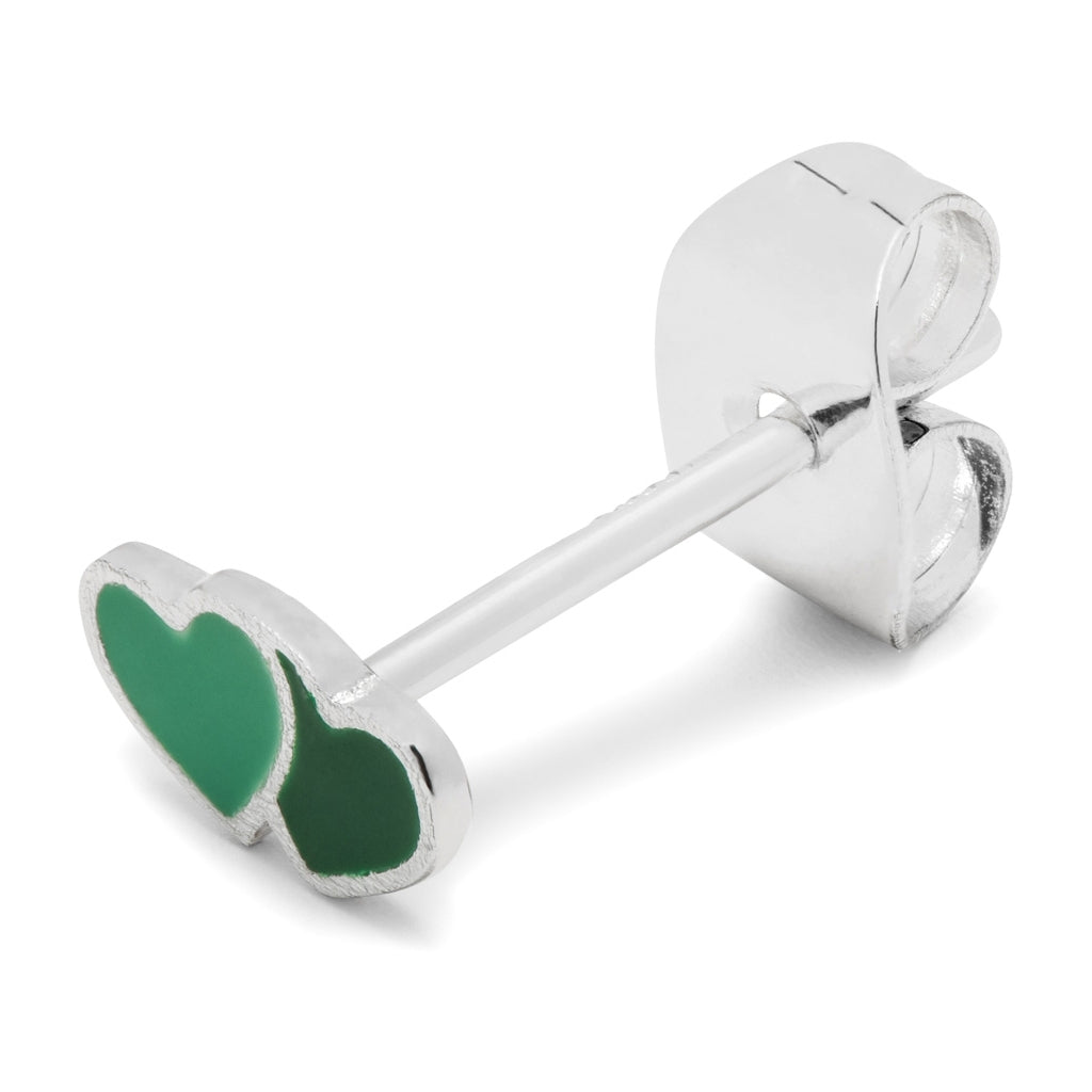 LULU Copenhagen 2Hearts earring 1 pcs silver plated Ear stud, 1 pcs Green/Light Green