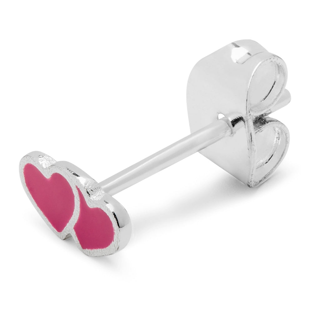 LULU Copenhagen 2Hearts earring 1 pcs silver plated Ear stud, 1 pcs Plum