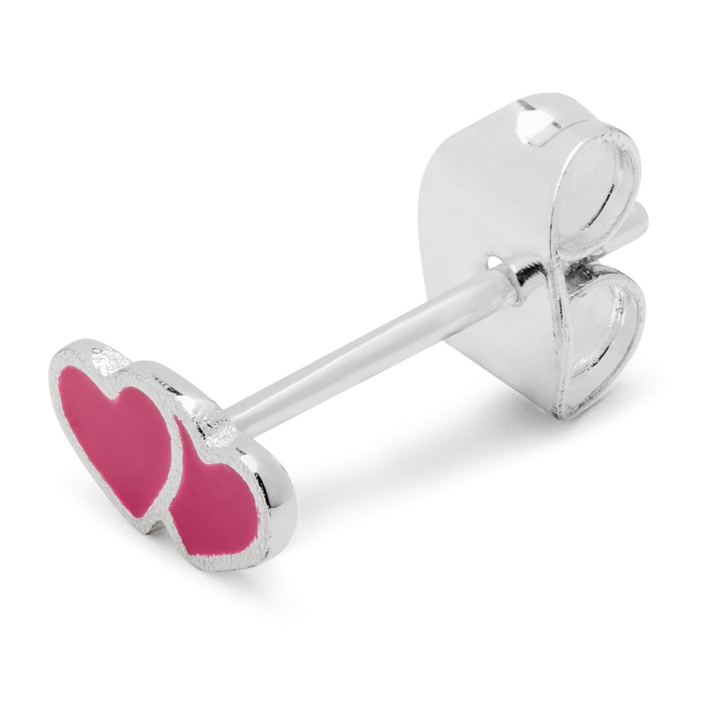LULU Copenhagen 2Hearts earring 1 pcs silver plated Ear stud, 1 pcs Plum