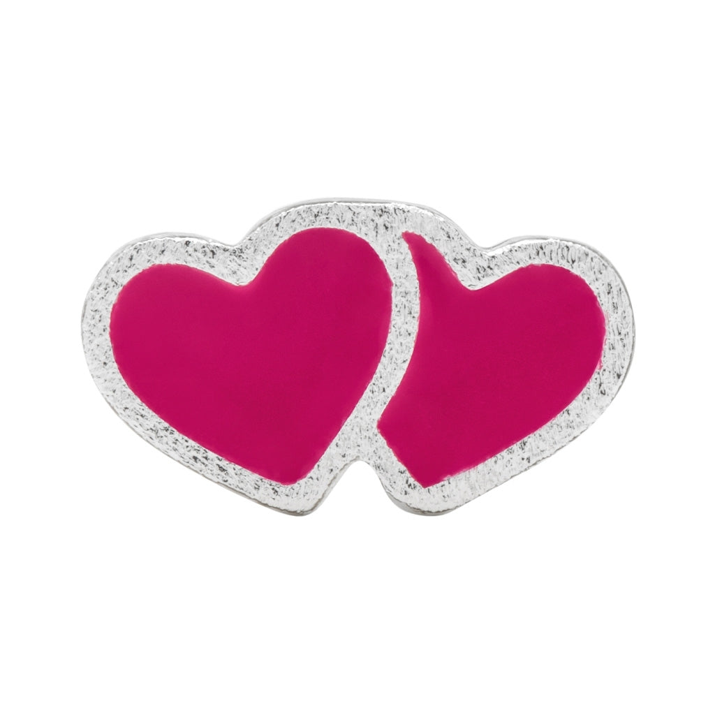 LULU Copenhagen 2Hearts earring 1 pcs silver plated Ear stud, 1 pcs Plum