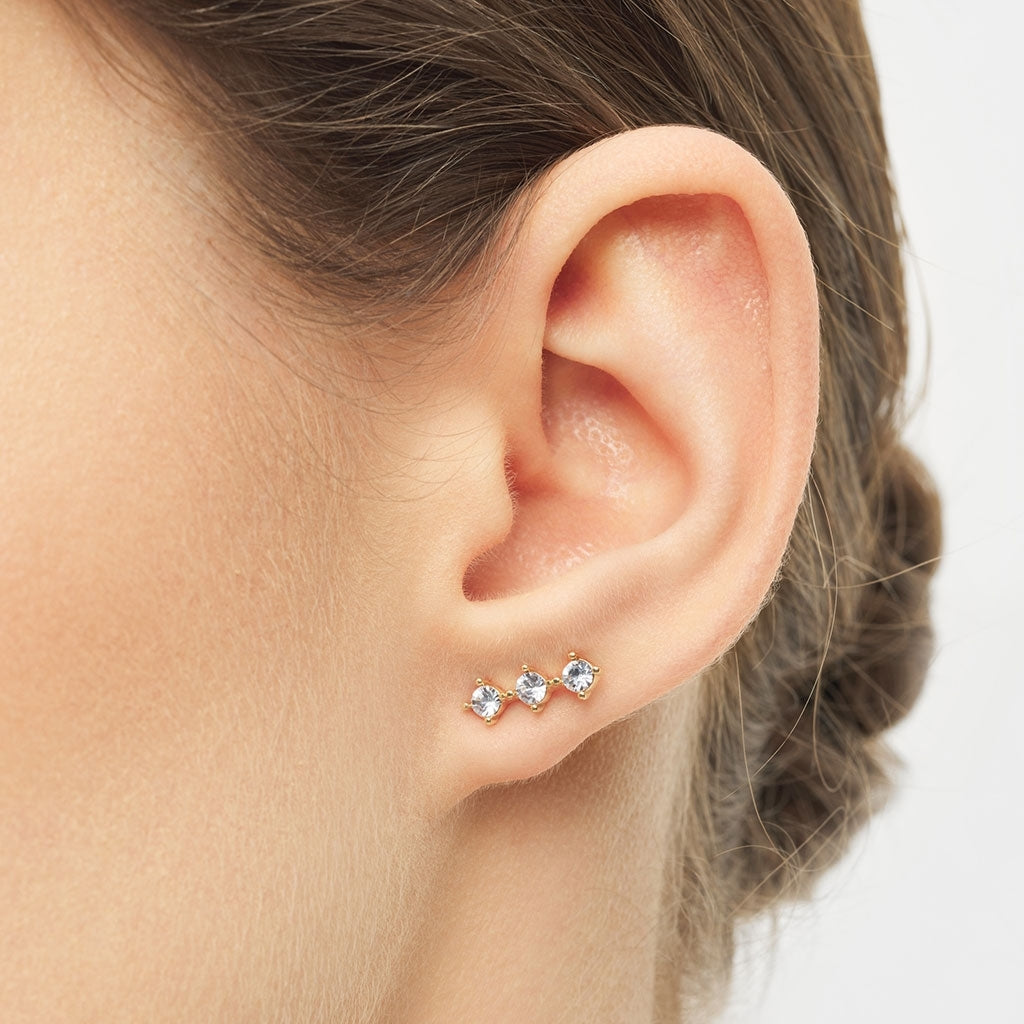 LULU Copenhagen 3 Crystals earring 1 pcs Ear stud, 1 pcs Silk