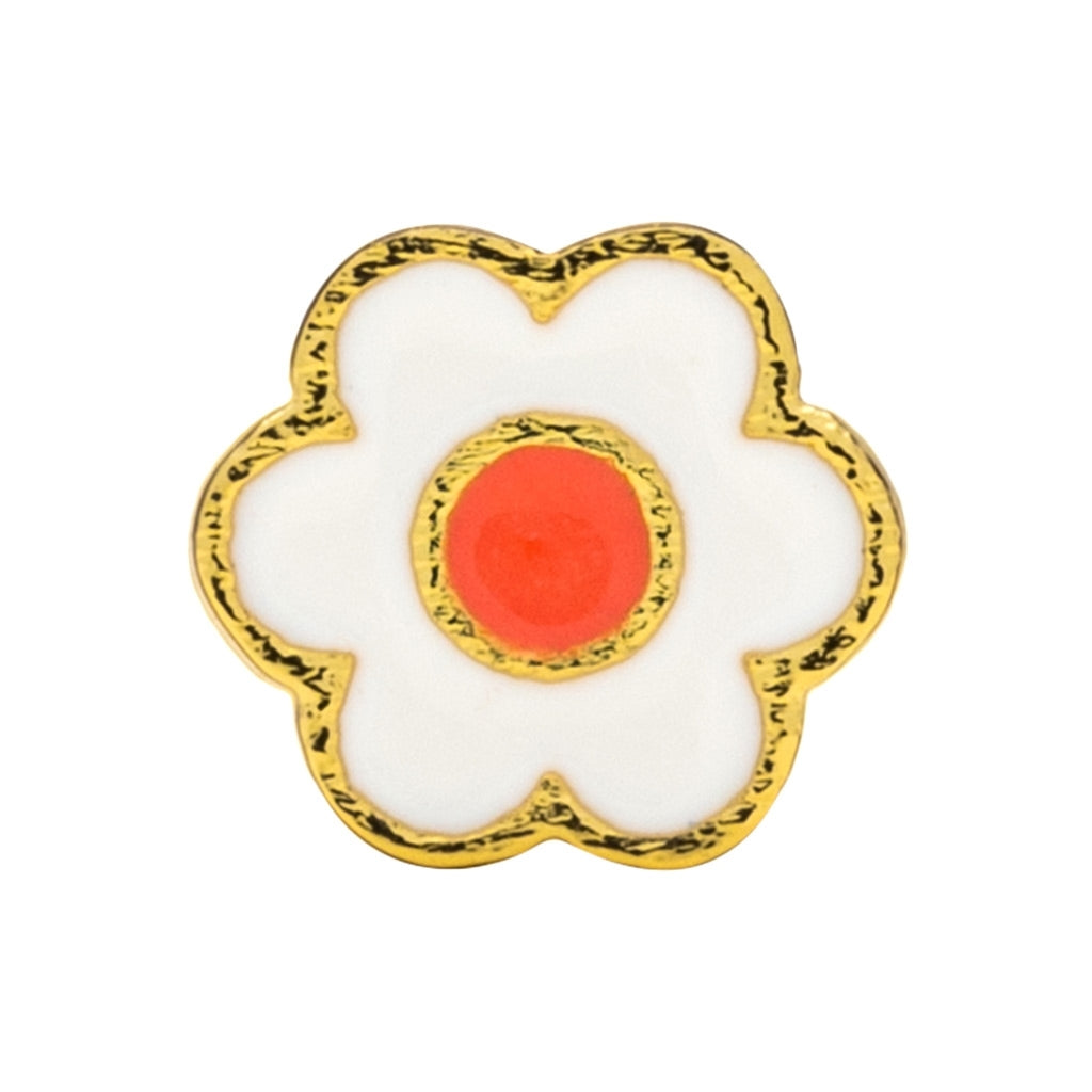 LULU Copenhagen Anemone earring 1 pcs gold plated Ear stud, 1 pcs Orange/Coral - White