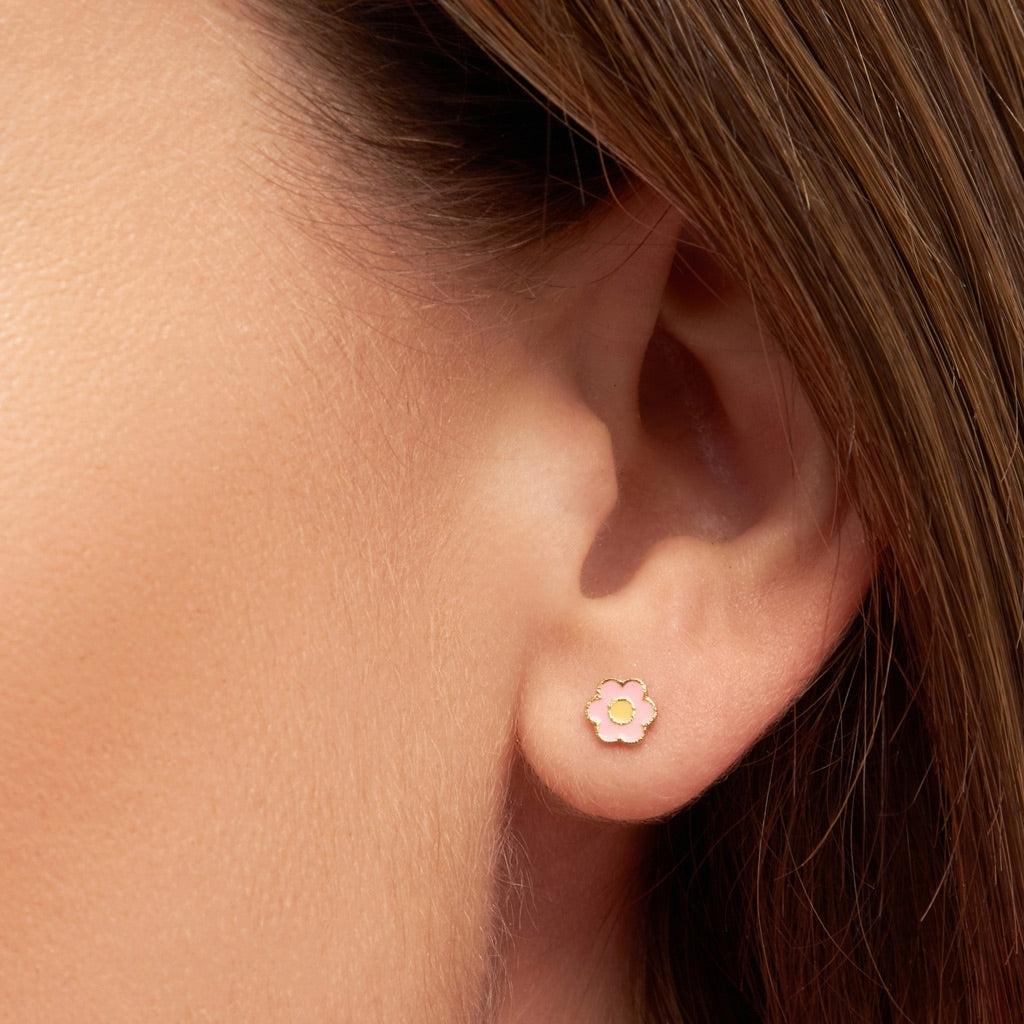 LULU Copenhagen Anemone earring 1 pcs gold plated Ear stud, 1 pcs Yellow-Pink