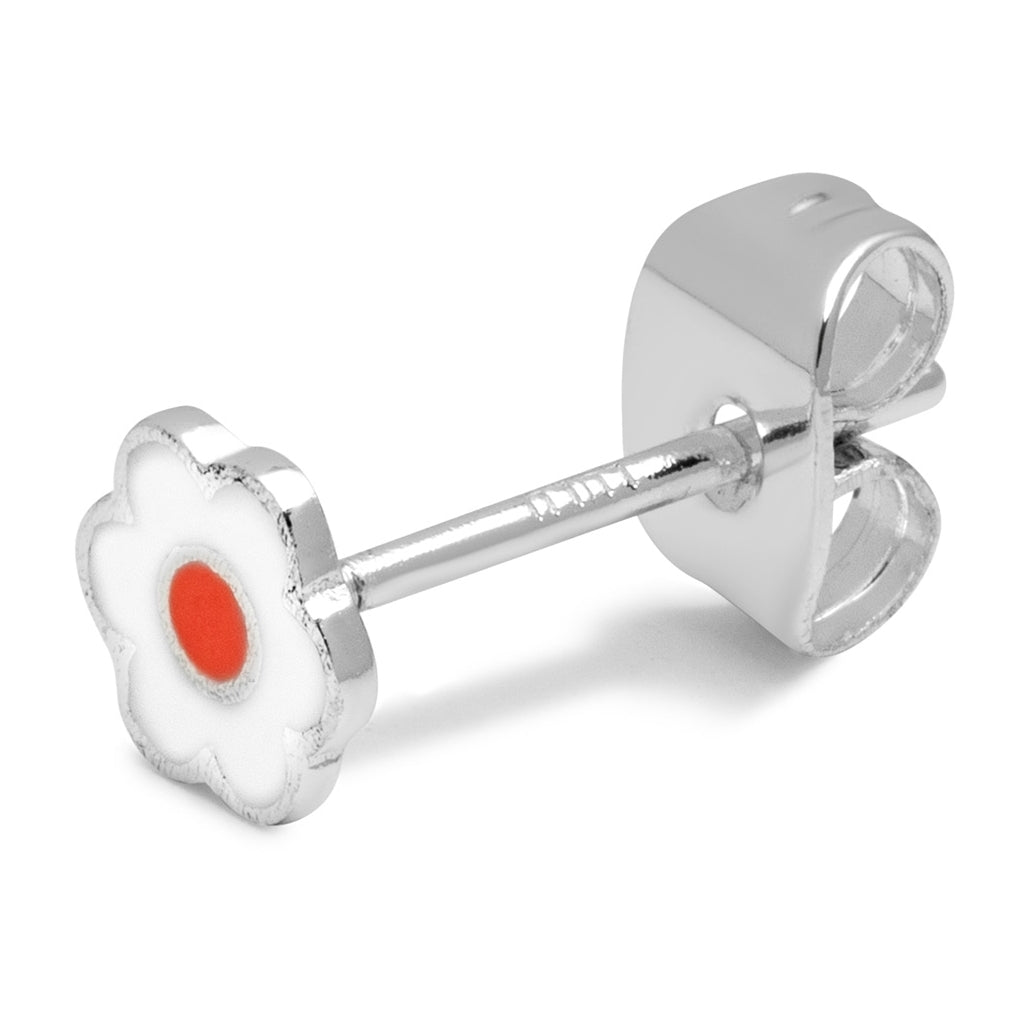 LULU Copenhagen Anemone earring 1 pcs silver plated Ear stud, 1 pcs Orange/Coral - White