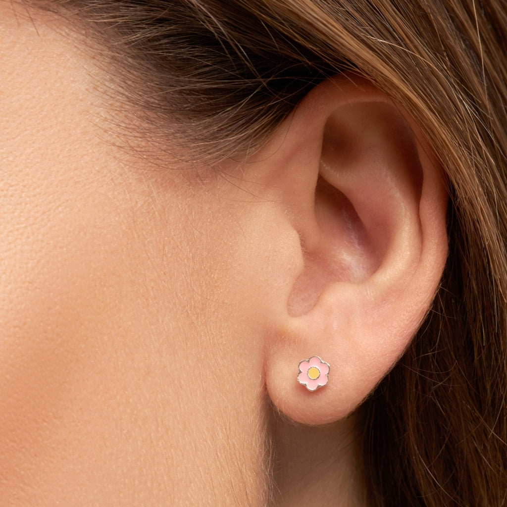 LULU Copenhagen Anemone earring 1 pcs silver plated Ear stud, 1 pcs Yellow-Pink