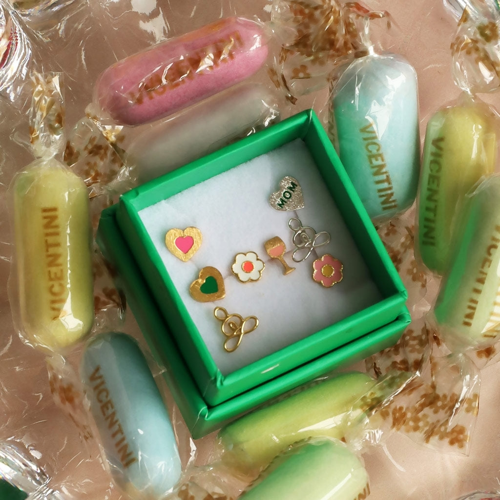 LULU Copenhagen Anemone earring 1 pcs gold plated Ear stud, 1 pcs Orange/Coral - White