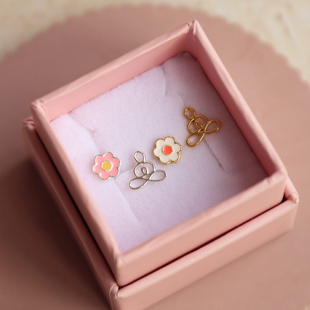 LULU Copenhagen Anemone earring 1 pcs silver plated Ear stud, 1 pcs Yellow-Pink