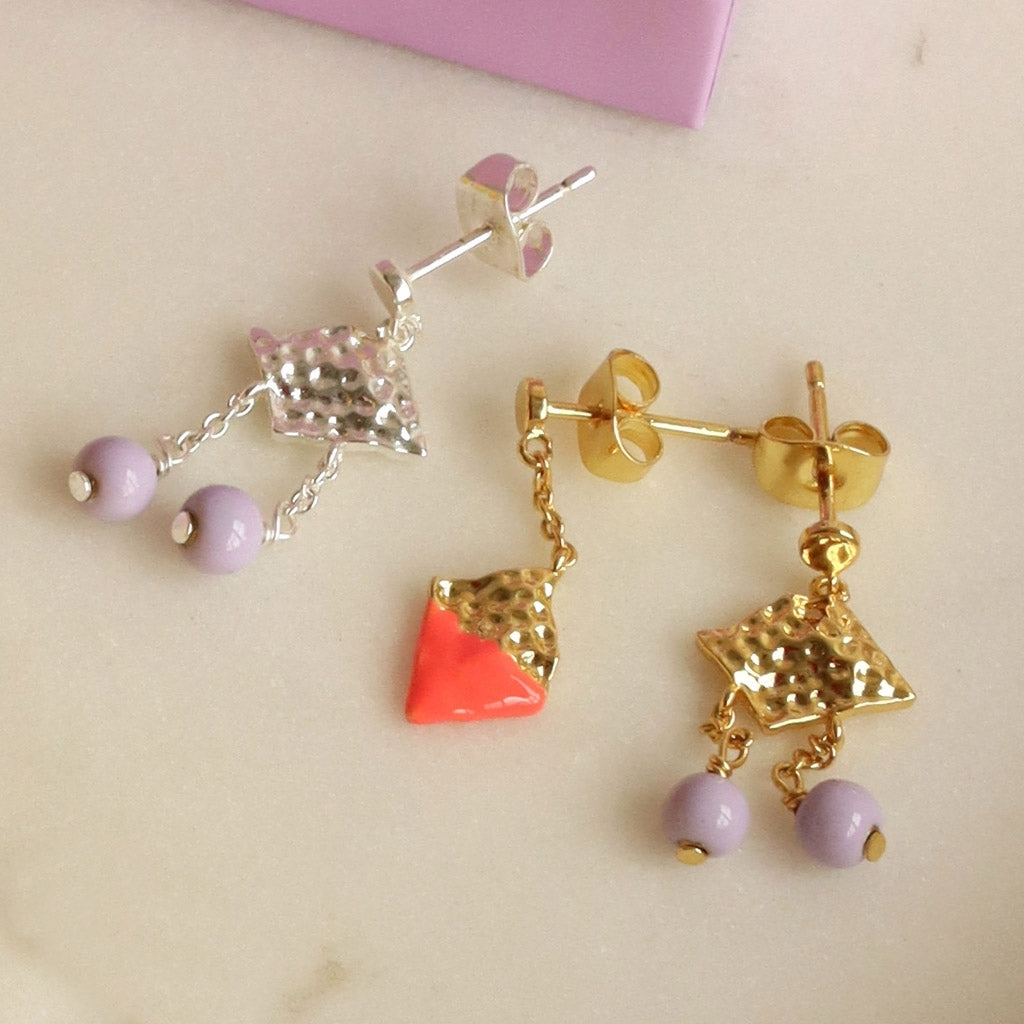 LULU Copenhagen Boheme Dipped earring 1 pcs Ear stud, 1 pcs Orange/Coral
