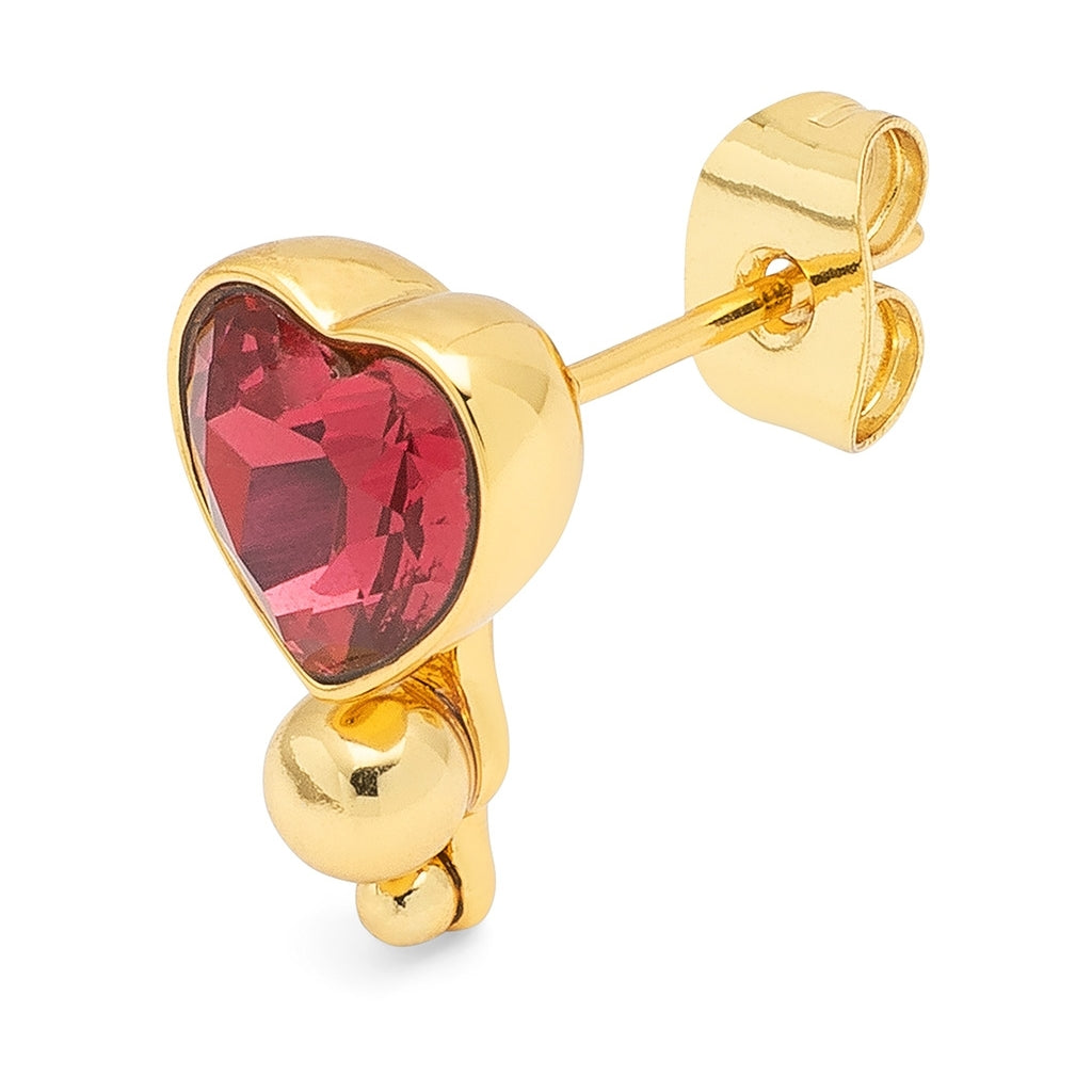 LULU Copenhagen Bouquet Crystal Heart earring 1 pcs Ear stud, 1 pcs Gold plated