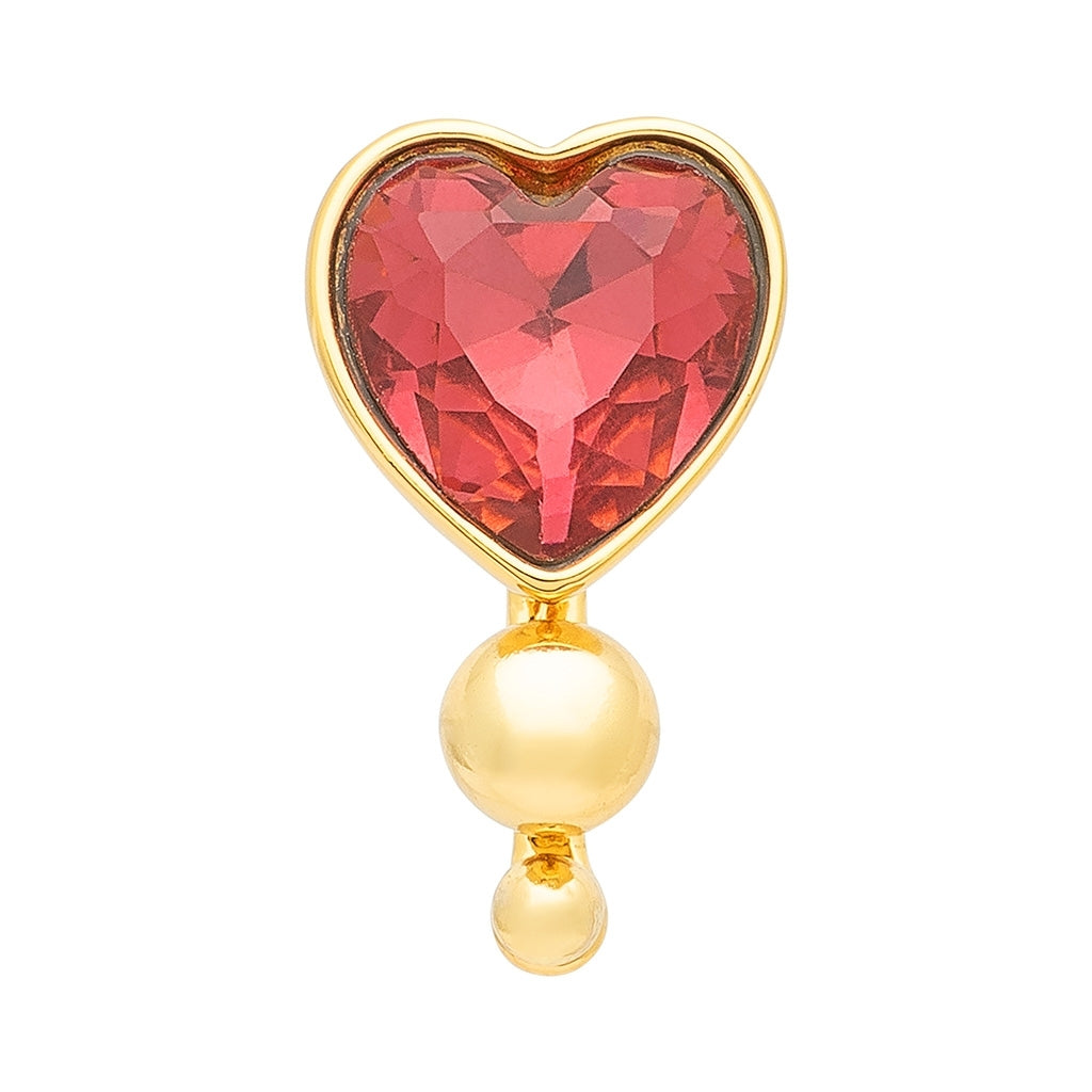 LULU Copenhagen Bouquet Crystal Heart earring 1 pcs Ear stud, 1 pcs Gold plated