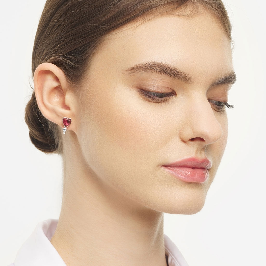 LULU Copenhagen Bouquet Crystal Heart earring 1 pcs Ear stud, 1 pcs Silver Plated