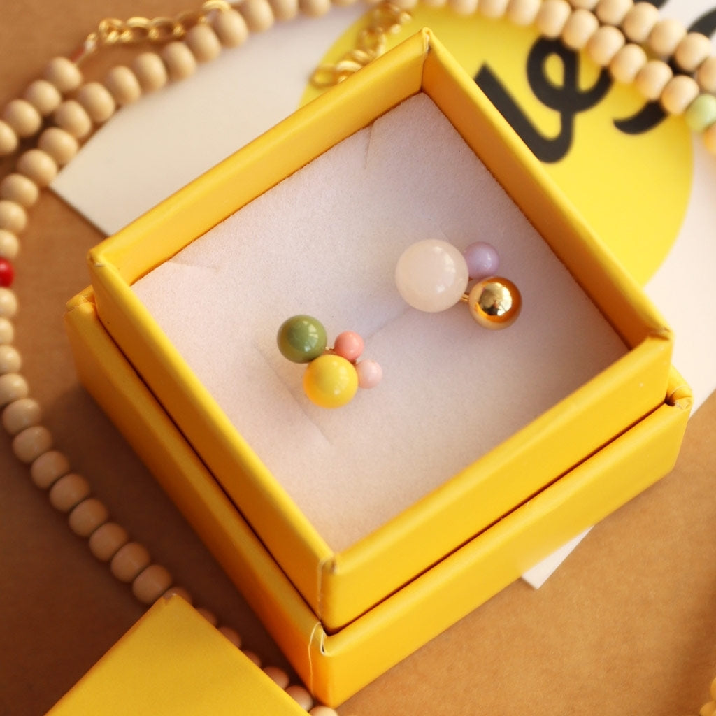 LULU Copenhagen Bouquet Green Yellow earring 1 pcs Ear stud, 1 pcs Gold plated