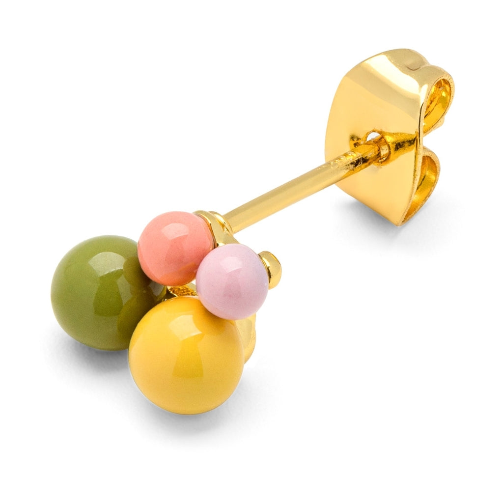 LULU Copenhagen Bouquet Green Yellow earring 1 pcs Ear stud, 1 pcs Gold plated