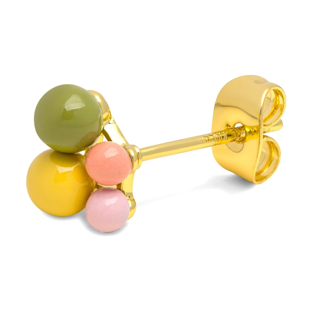 LULU Copenhagen Bouquet Green Yellow earring 1 pcs Ear stud, 1 pcs Gold plated