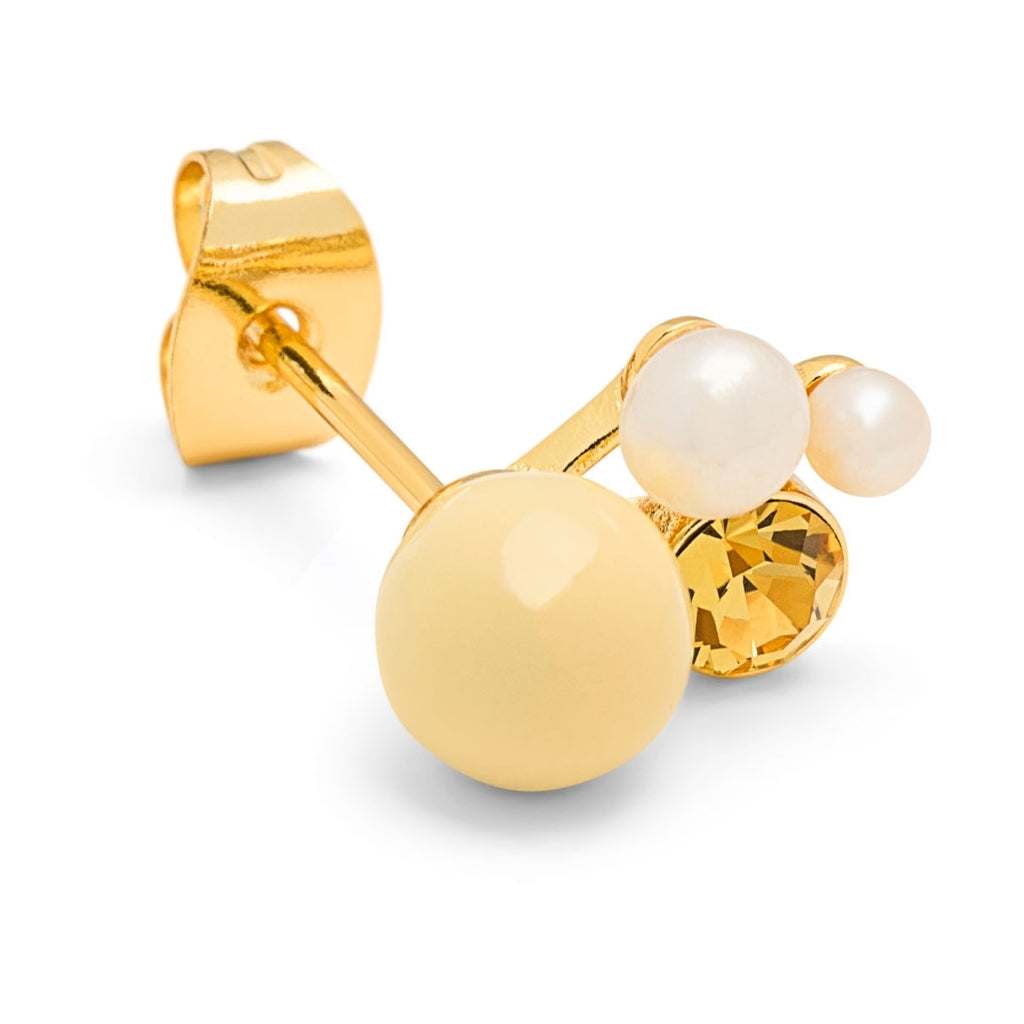 LULU Copenhagen Bouquet Lemon earring 1 pcs Ear stud, 1 pcs Gold plated