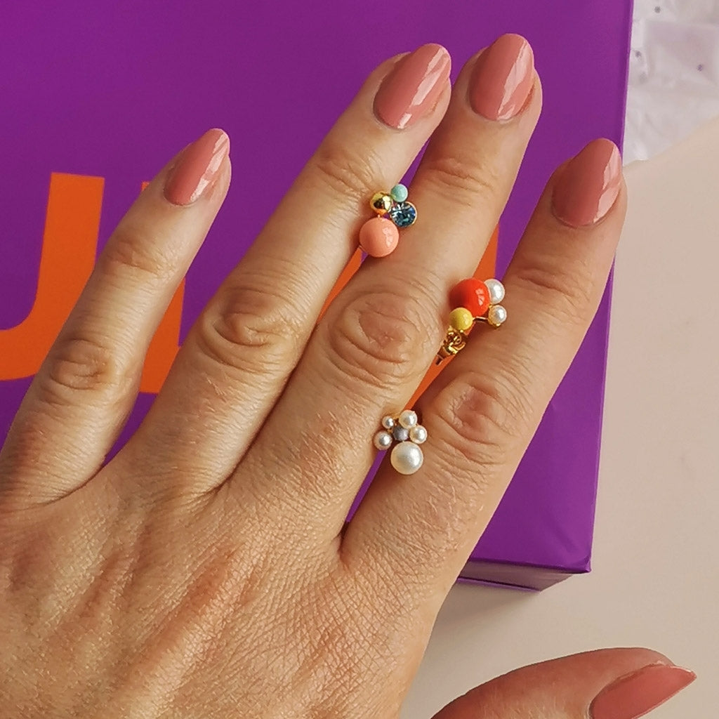 LULU Copenhagen Bouquet Red earring 1 pcs Ear stud, 1 pcs Gold plated