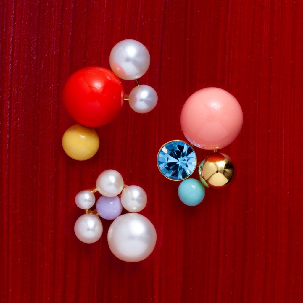 LULU Copenhagen Bouquet Red earring 1 pcs Ear stud, 1 pcs Gold plated