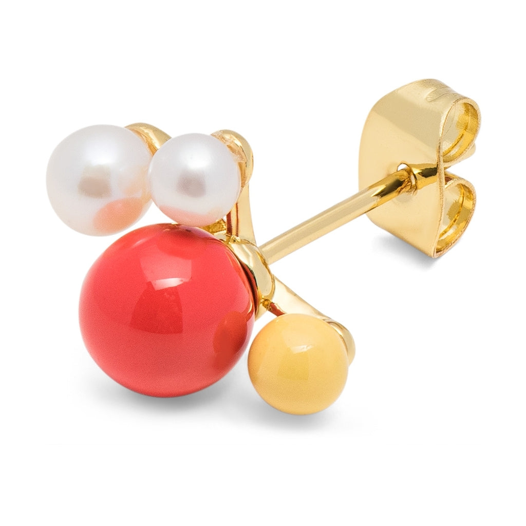 LULU Copenhagen Bouquet Red earring 1 pcs Ear stud, 1 pcs Gold plated