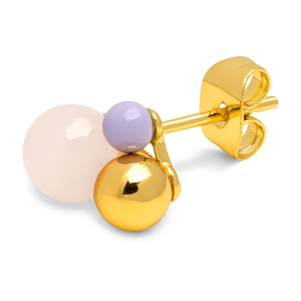 LULU Copenhagen Bouquet Rose Quartz earring 1 pcs Ear stud, 1 pcs Gold plated