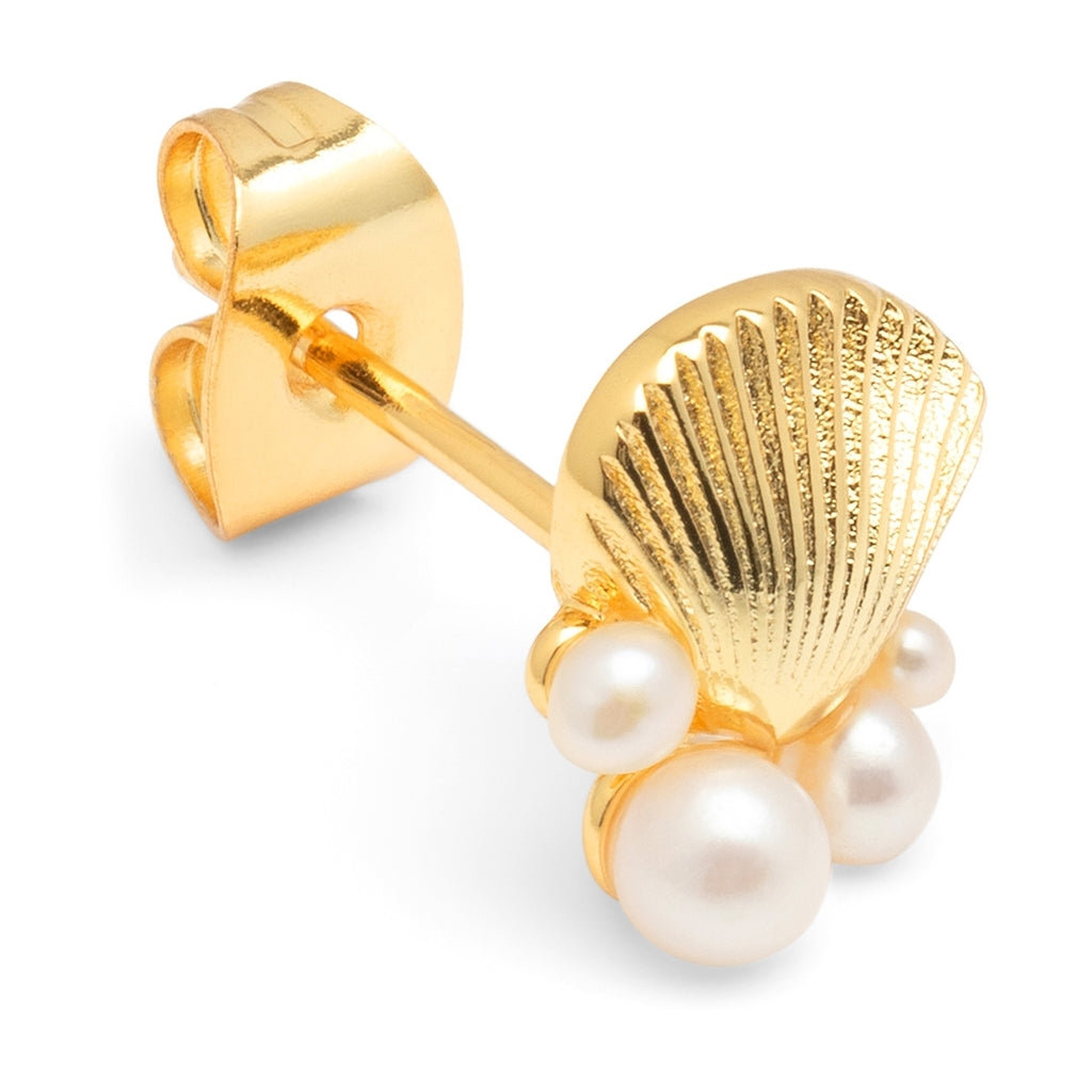 LULU Copenhagen Bouquet Shell & Pearls earring 1 pcs Ear stud, 1 pcs Gold plated