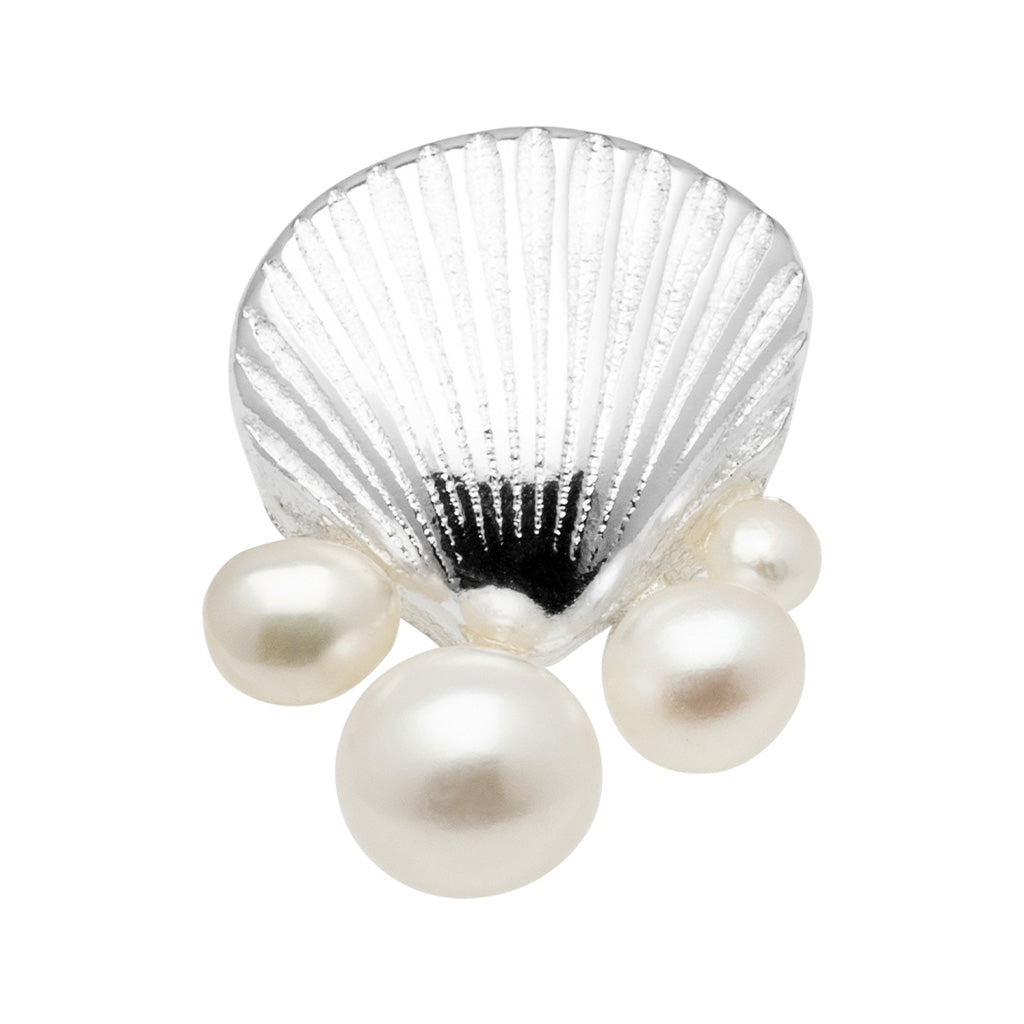 LULU Copenhagen Bouquet Shell & Pearls earring 1 pcs Ear stud, 1 pcs Silver Plated