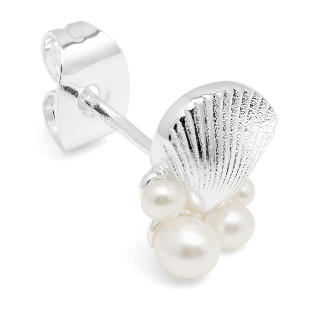 LULU Copenhagen Bouquet Shell & Pearls earring 1 pcs Ear stud, 1 pcs Silver Plated