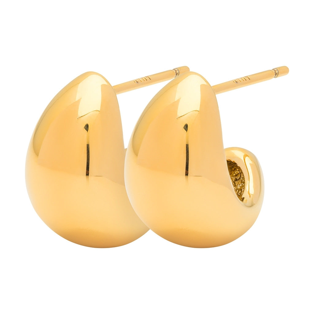 LULU Copenhagen Chunky Drop Hoops pair Hoops Gold plated