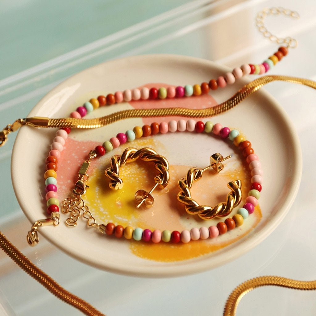 LULU Copenhagen Chunky Twisted Hoops pair Hoops Gold plated