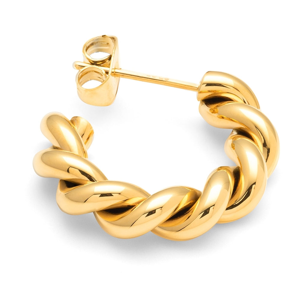 LULU Copenhagen Chunky Twisted Hoops pair Hoops Gold plated