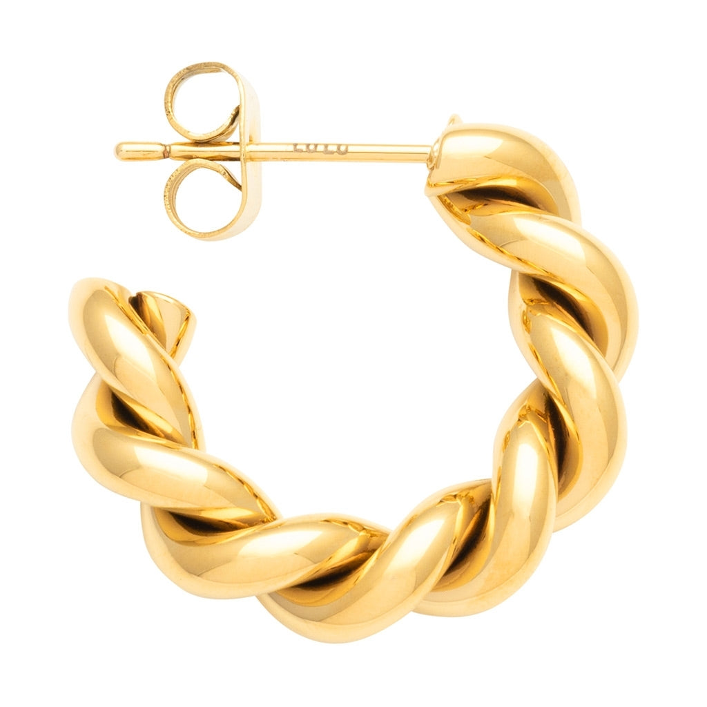 LULU Copenhagen Chunky Twisted Hoops pair Hoops Gold plated