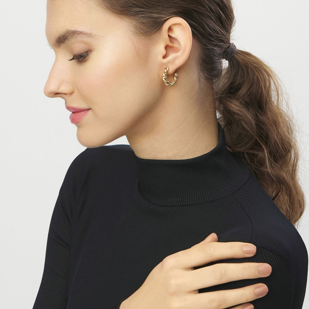 LULU Copenhagen Chunky Twisted Hoops pair Hoops Gold plated