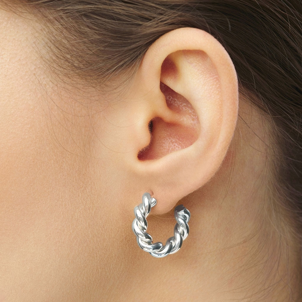 LULU Copenhagen Chunky Twisted Hoops pair Hoops Silver Plated