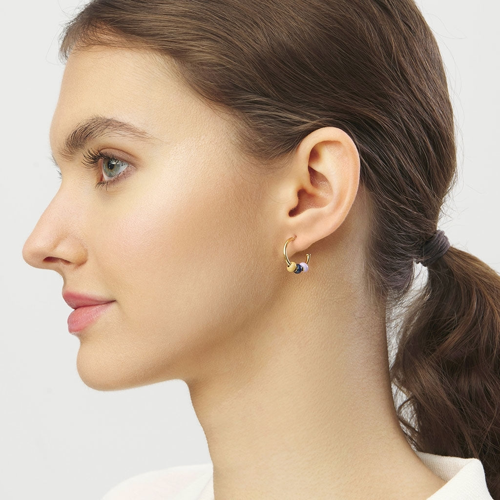 LULU Copenhagen Color Ball 3 Hoops pair - gold plated Hoops Memories