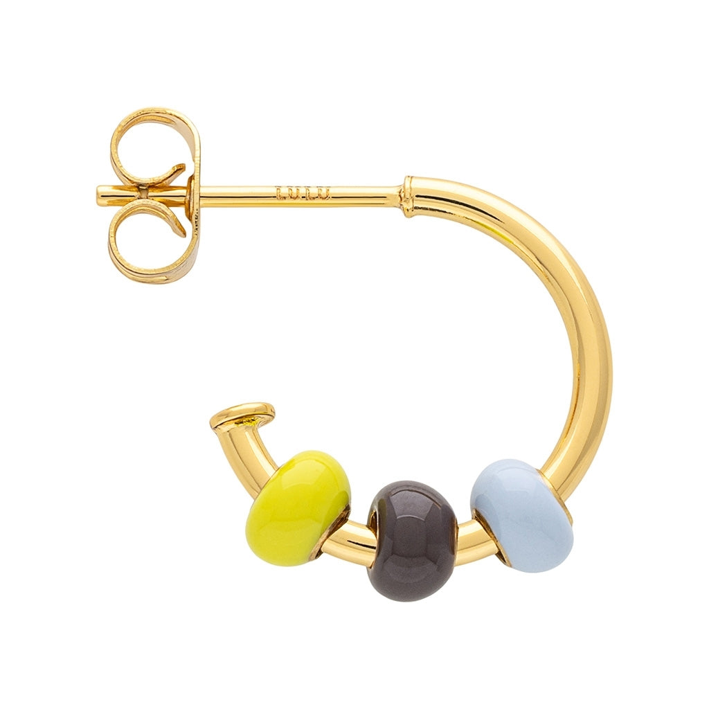 LULU Copenhagen Color Ball 3 Hoops pair - gold plated Hoops Poetry