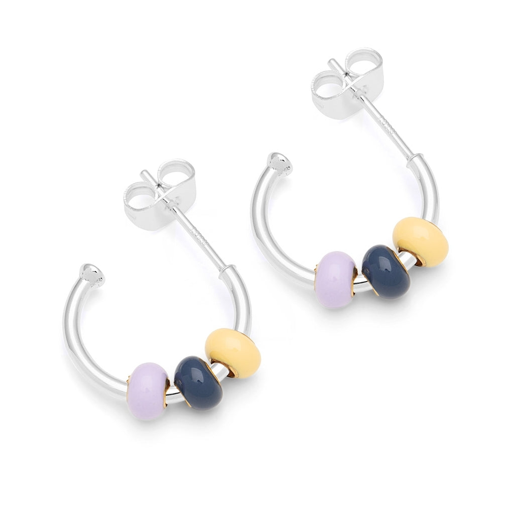 LULU Copenhagen Color Ball 3 Hoops pair - silver plated Hoops Memories
