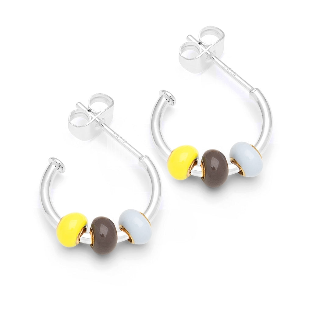 LULU Copenhagen Color Ball 3 Hoops pair - silver plated Hoops Poetry