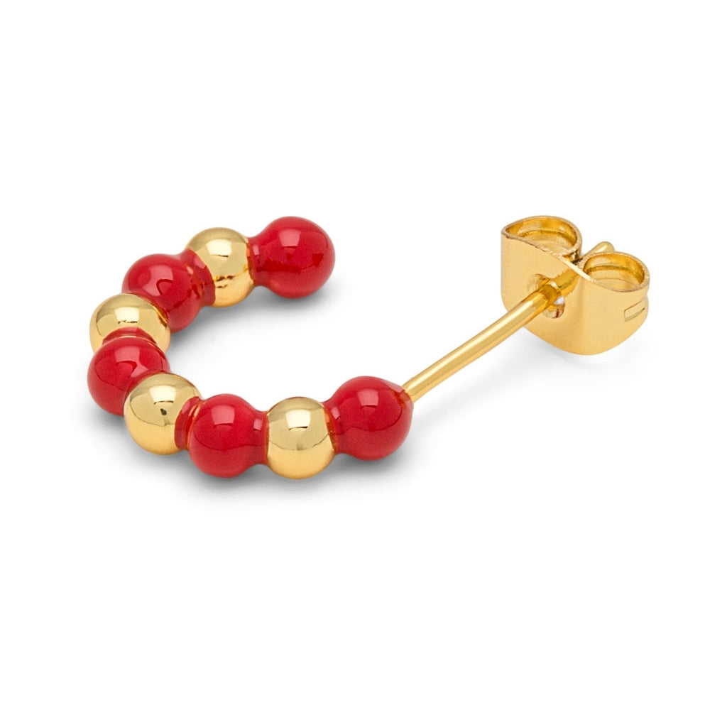 LULU Copenhagen Color Ball Beads Hoops Pair Hoops Gold Plated/Passion Red