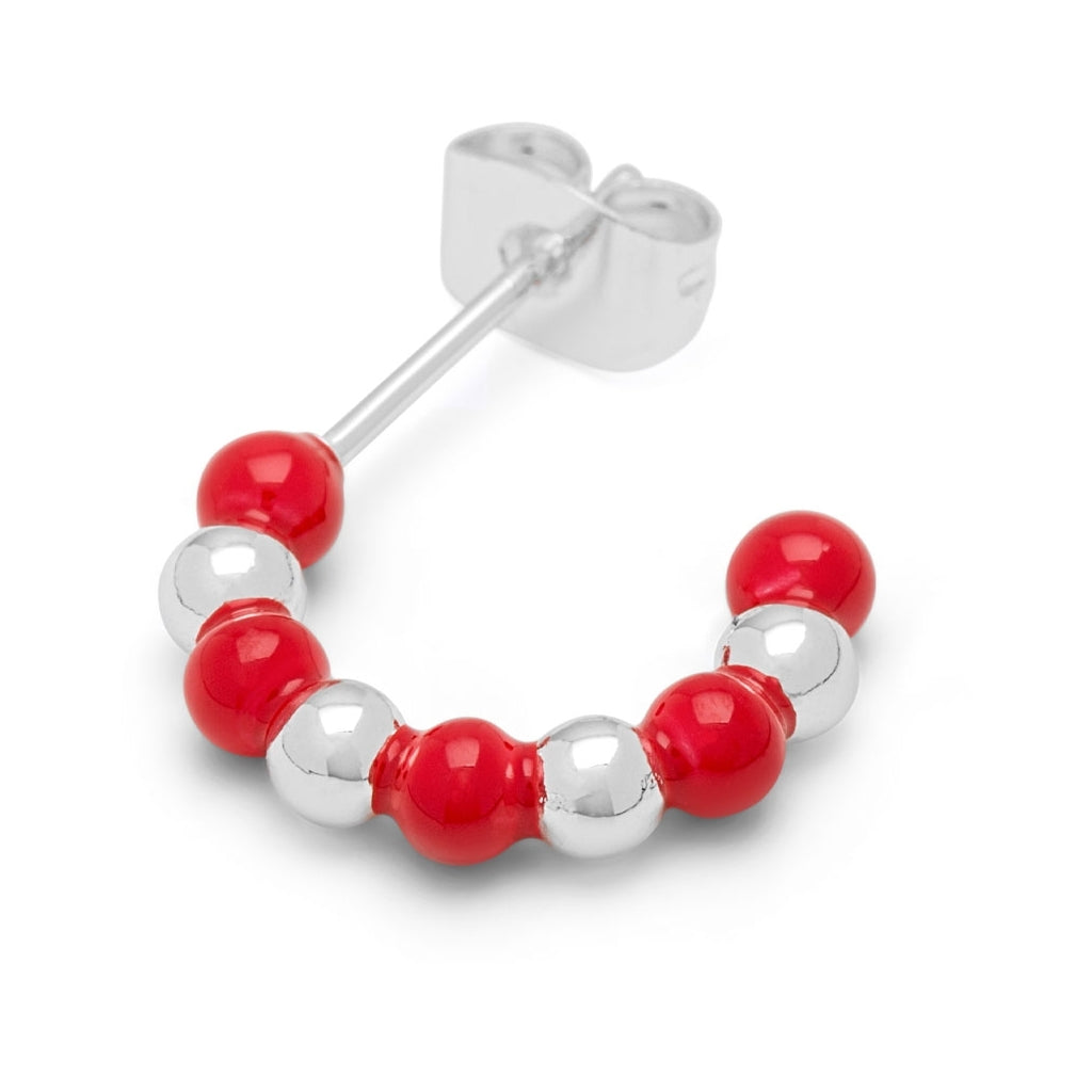 LULU Copenhagen Color Ball Beads Hoops Pair Hoops Silver Plated/Passion Red