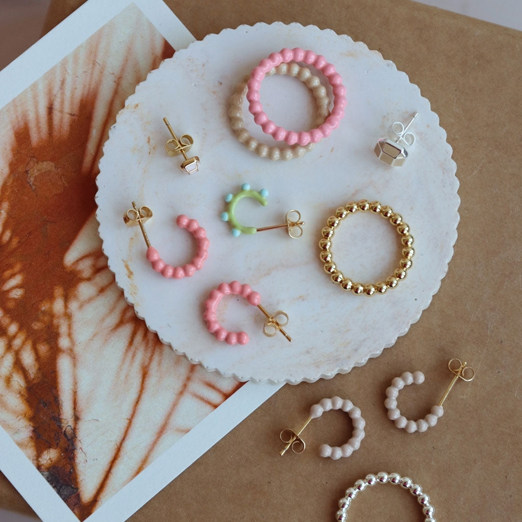 LULU Copenhagen Color Ball Hoops - Small - Pair Hoops Buttercream