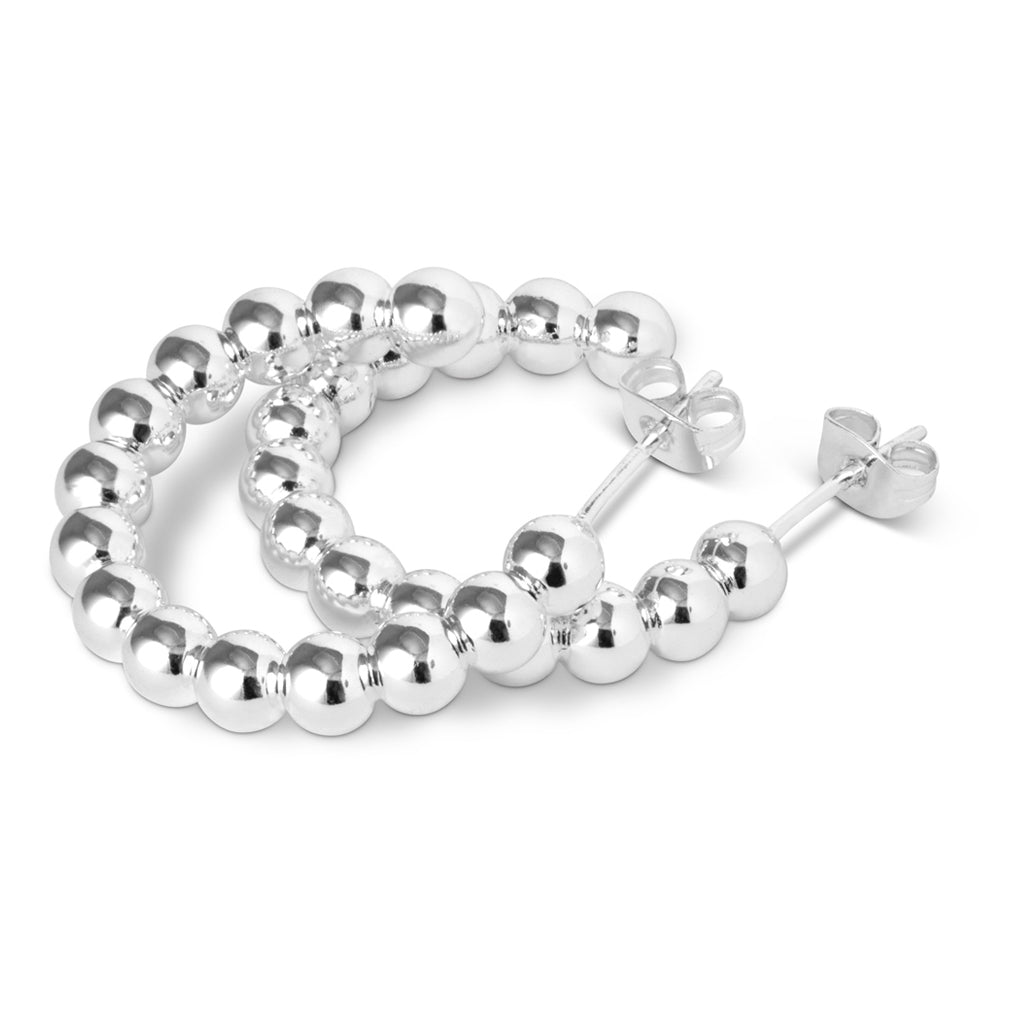 LULU Copenhagen Color Ball Hoops Large pair Hoops Silver Plated