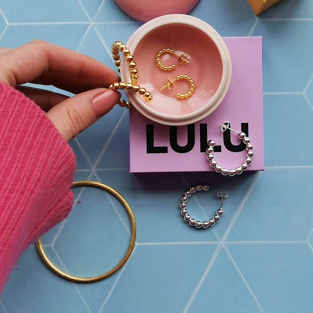 LULU Copenhagen Color Ball Hoops Small pair Hoops Gold plated