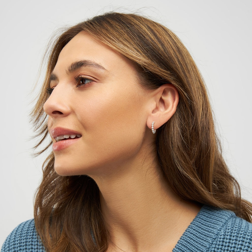 LULU Copenhagen Color Ball Hoops Small pair Hoops Silver Plated