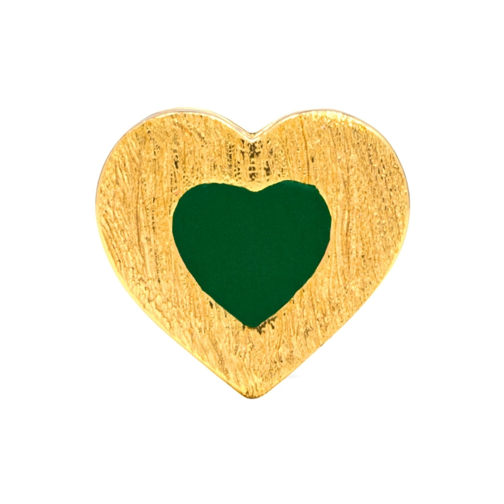 LULU Copenhagen Color Heart earring 1 pcs gold plated Ear stud, 1 pcs Green