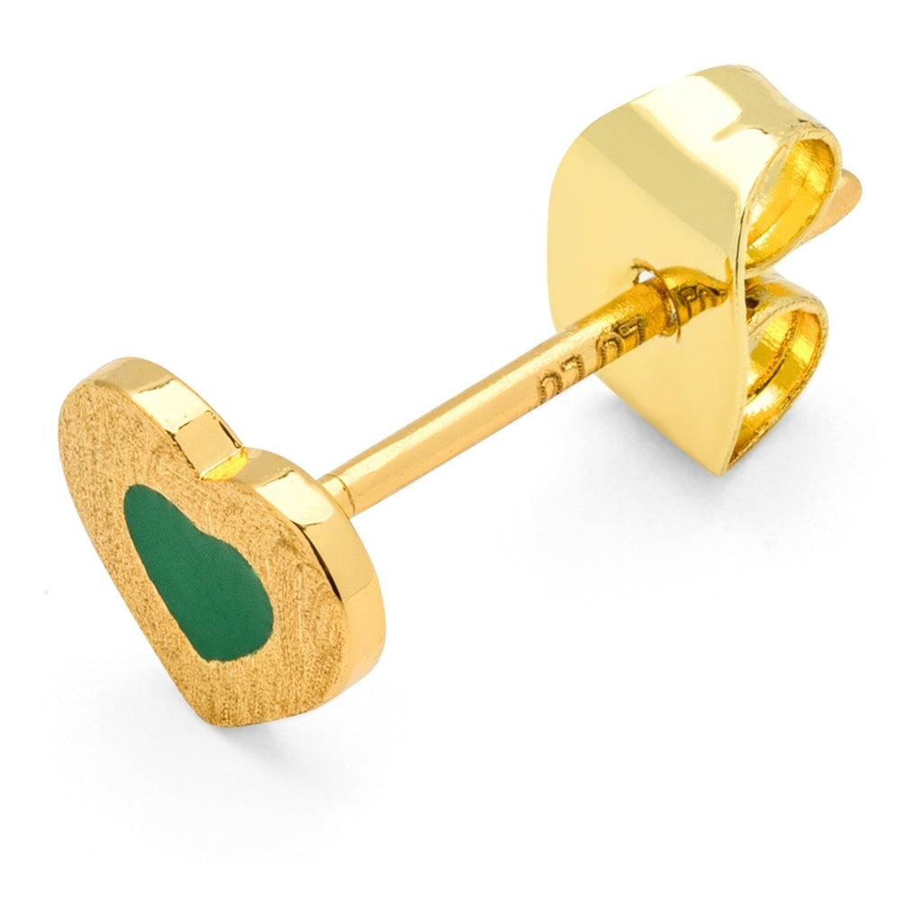 LULU Copenhagen Color Heart earring 1 pcs gold plated Ear stud, 1 pcs Green
