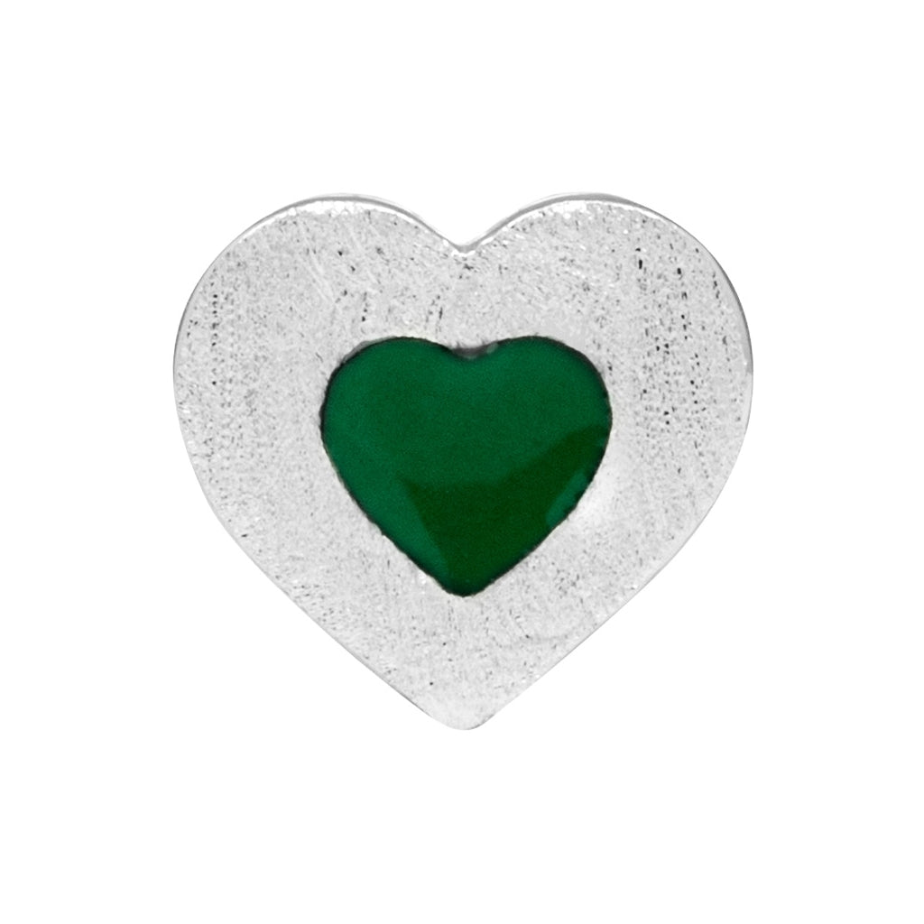 LULU Copenhagen Color Heart earring 1 pcs silver plated Ear stud, 1 pcs Green