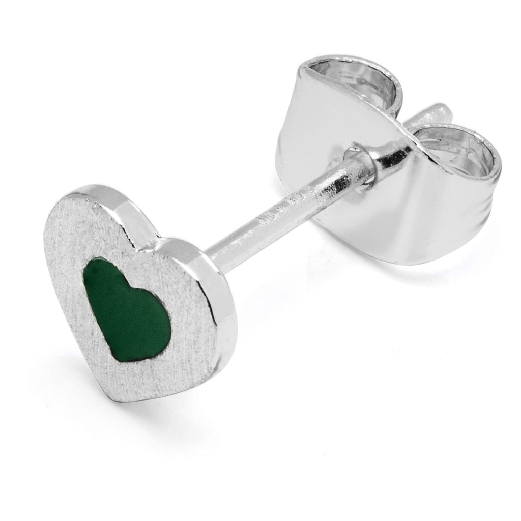LULU Copenhagen Color Heart earring 1 pcs silver plated Ear stud, 1 pcs Green