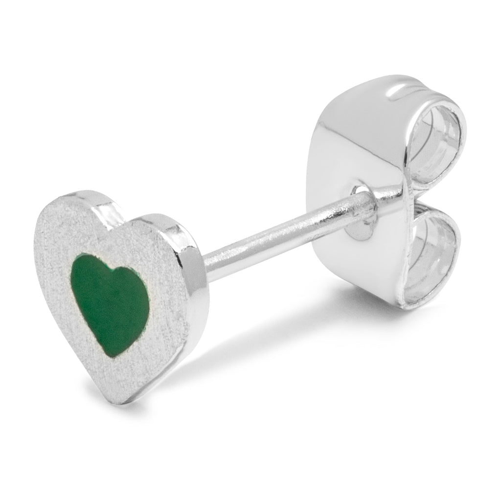 LULU Copenhagen Color Heart earring 1 pcs silver plated Ear stud, 1 pcs Green