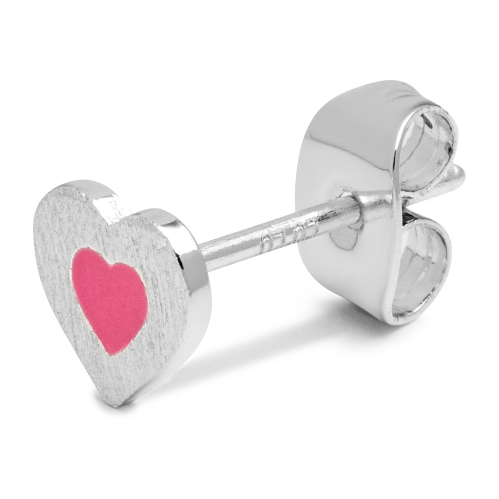 LULU Copenhagen Color Heart earring 1 pcs silver plated Ear stud, 1 pcs Pink