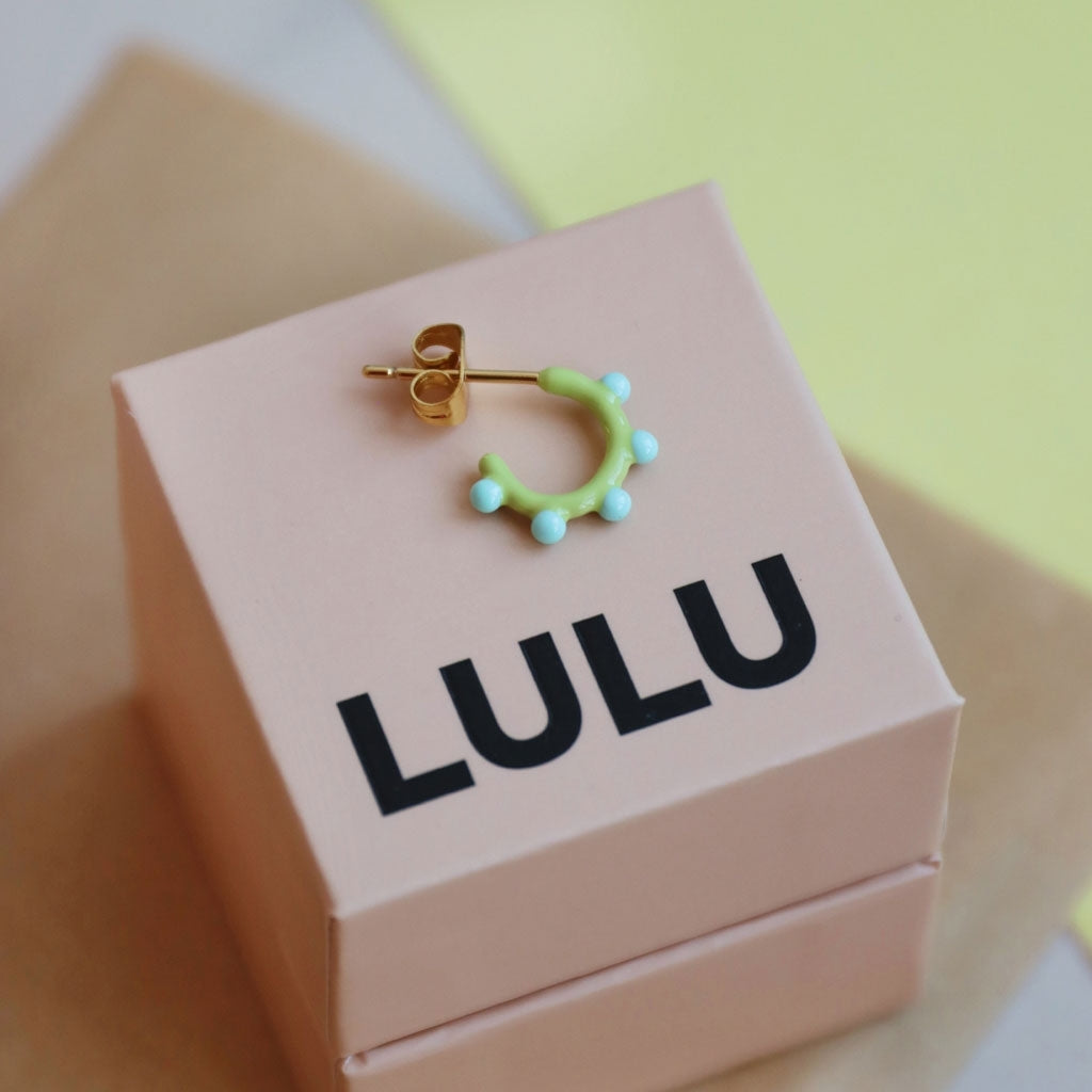 LULU Copenhagen Color Hoop Dot 1 pcs Hoops Mint - Silk Light Green
