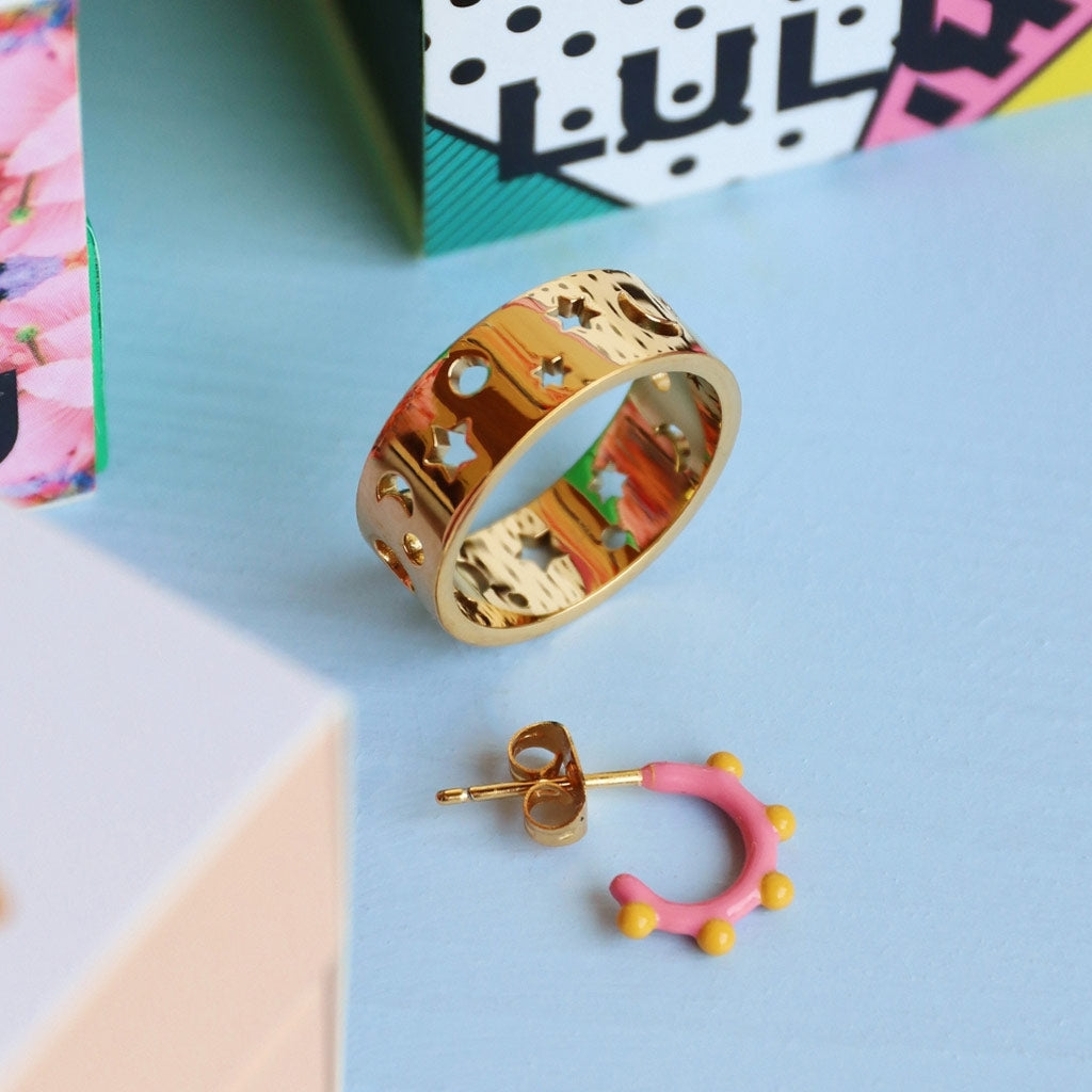 LULU Copenhagen Color Hoop Dot 1 pcs Hoops Rose - Sunflower